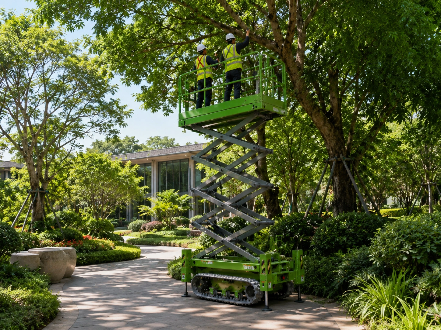 Landscaping and Tree Care spider lift application