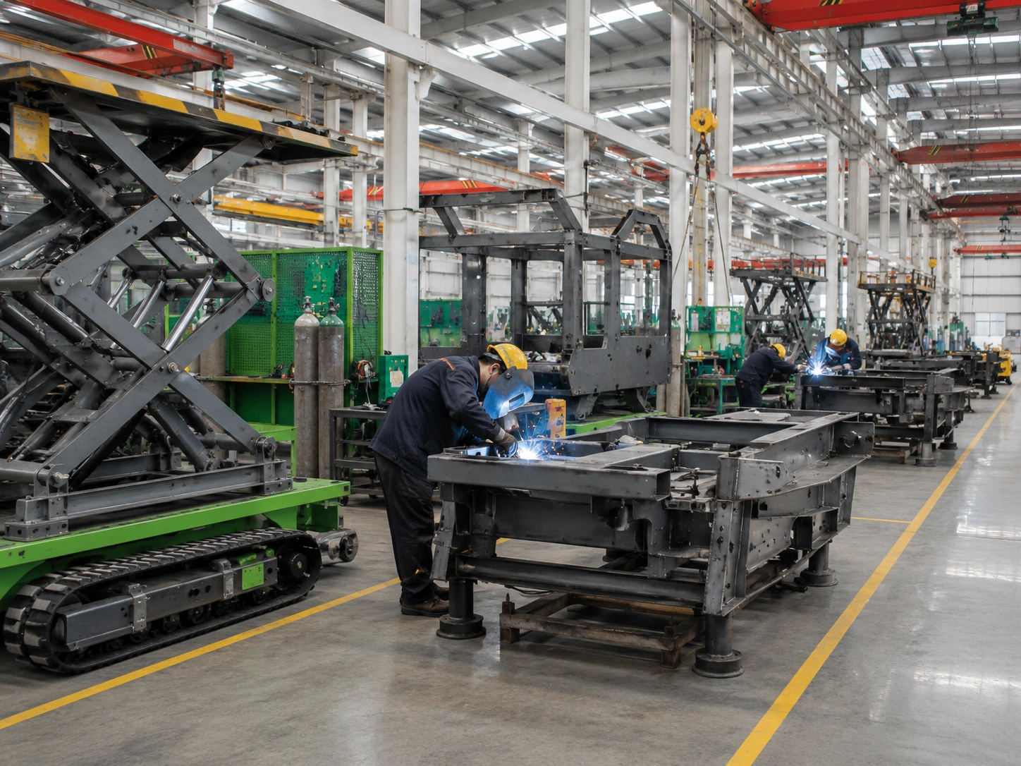 Crawler lift assembly line in Dewei workshop